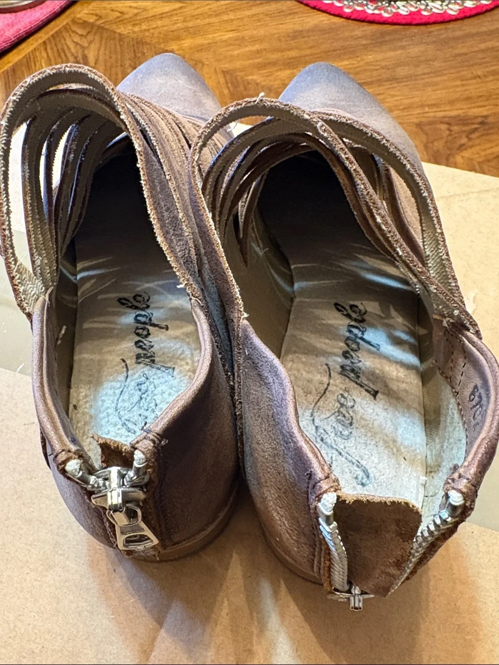 Free People Brown Suede Pointed Toe Wrap Booties